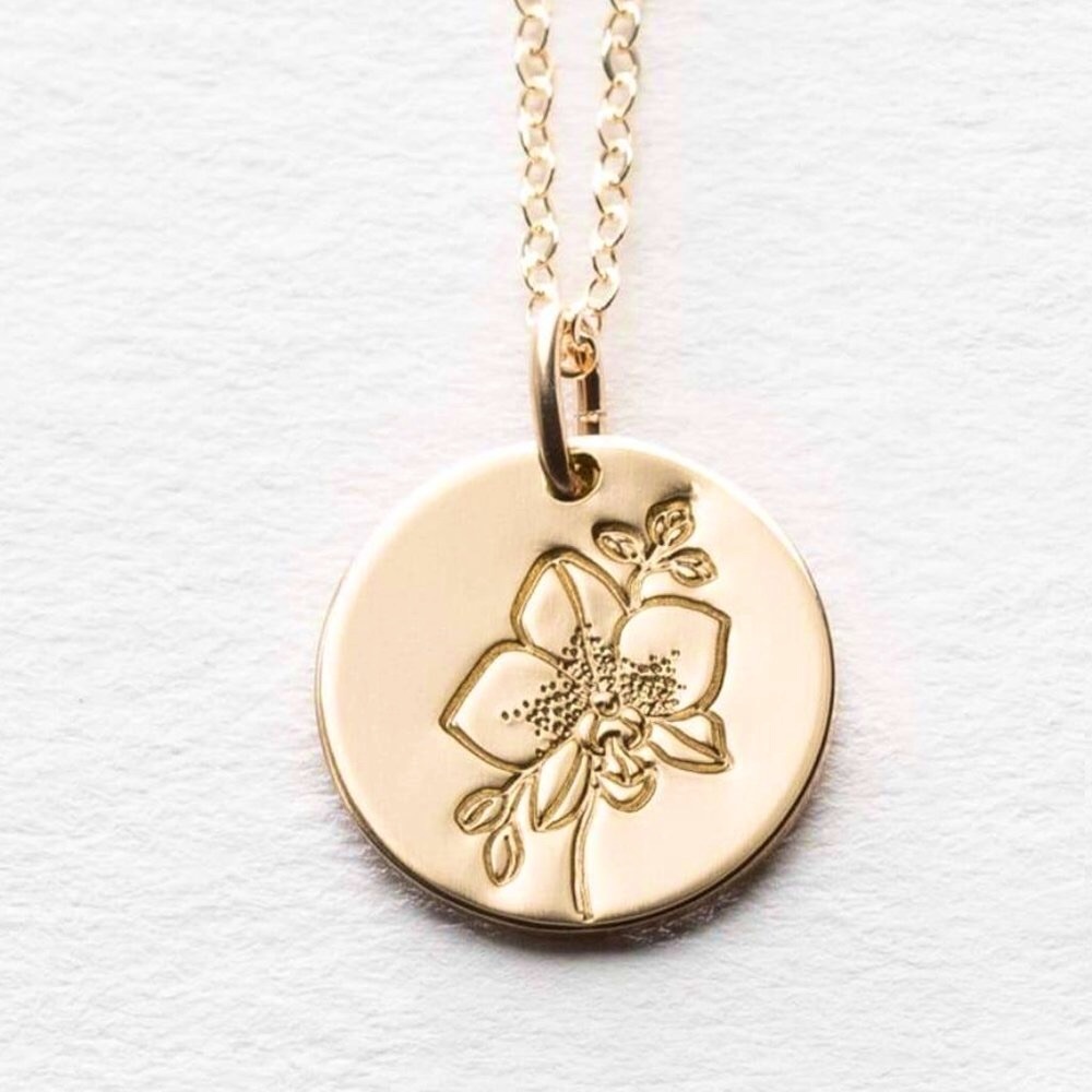 Orchid Floral Boho Minimalist Indie Plant Necklace